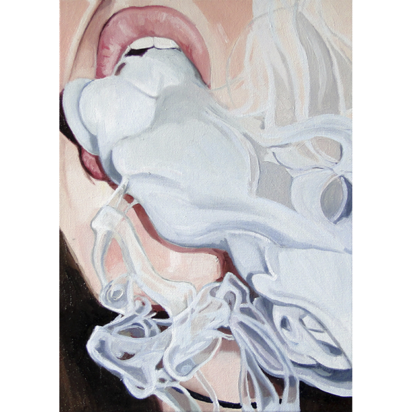 7400 - Raquel Magalhães, Visions of Johanna, óleo sobre tela, 35 x 25 cm, ass. dt. 2018