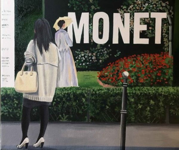 6976 - Ivan Pinheiro Machado, Monet au Grand Palais, acrílica e óleo sobre tela, 25 x 30 cm, ass. dt. 2017