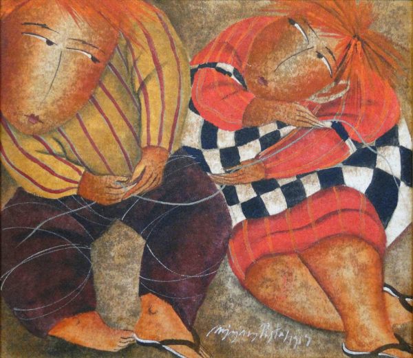 7975 - Miriam Postal, acrílica e óleo sobre eucatex, 40 x 44 cm, ass. dt. 1987