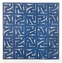 6780 - Peter Lawrence, VXV gravura azul, gravura em linóleo, 31 x 31 cm,ass.dt.15