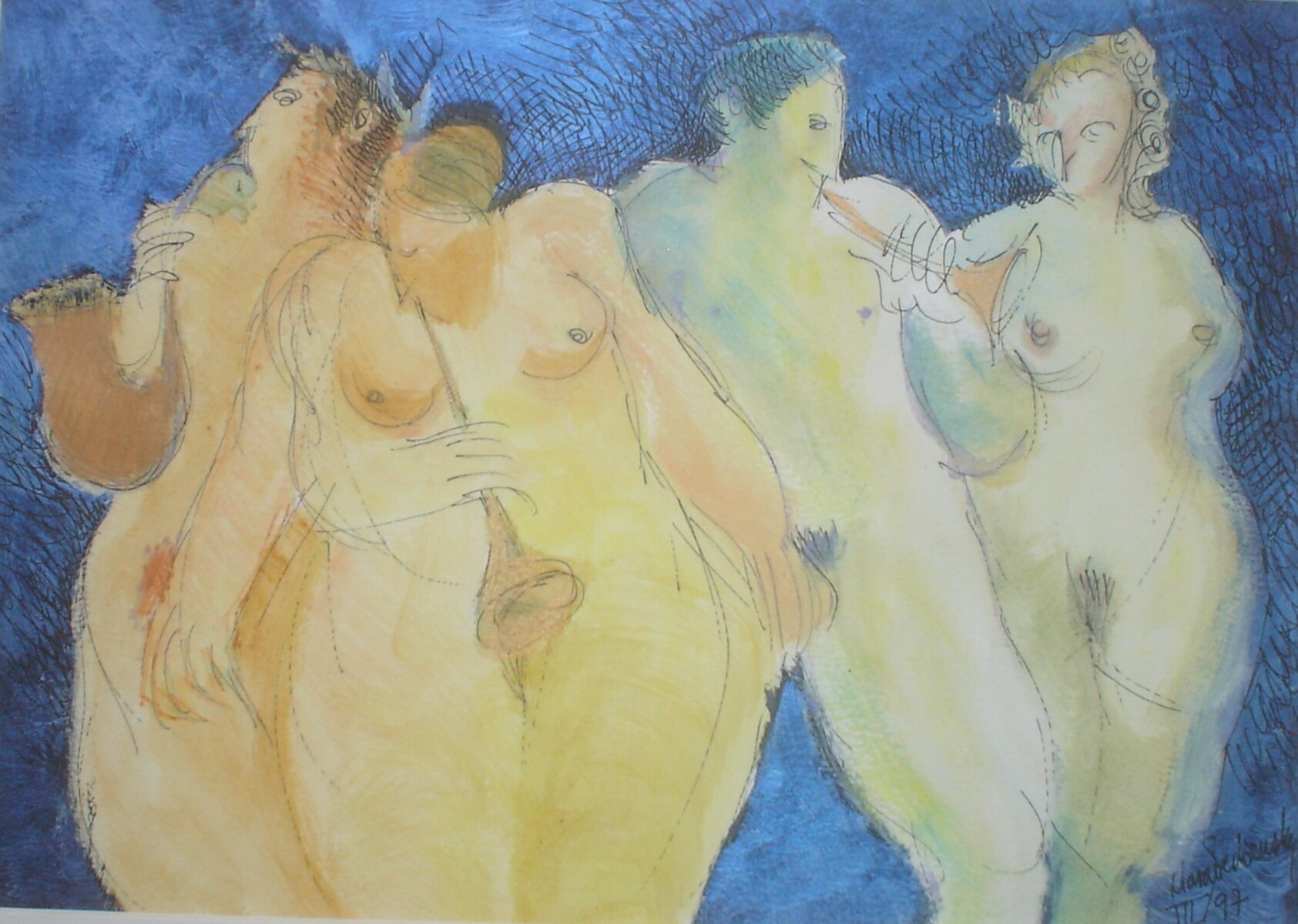 3125 - Clara Pechansky, desenho técnica mista 25 x 35 cm, ass. dt. 97