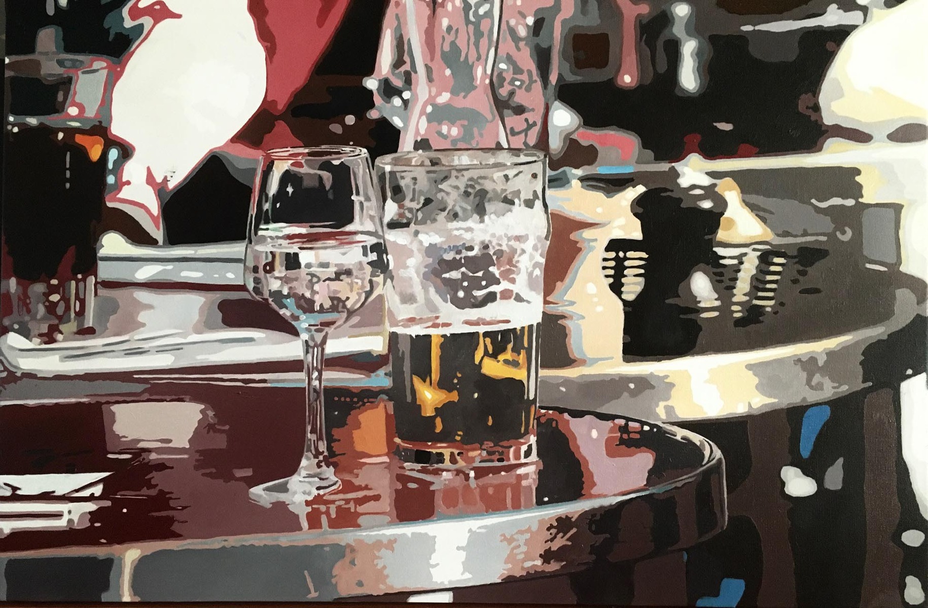 7811 - Ivan Pinheiro Machado, Cerveja, acrílica e óleo sobre tela, 54 x 80 cm, ass. dt. 2020