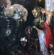 7405 - Fernando Lindote, Grande Teatro Universal, óleo sobre tela, 100 x 100 cm, ass. dt. 2019