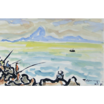 8855 - Tadashi Kaminagai, lápis e aquarela sobre papel, 28 x 41,5 cm, ass. dt. 73