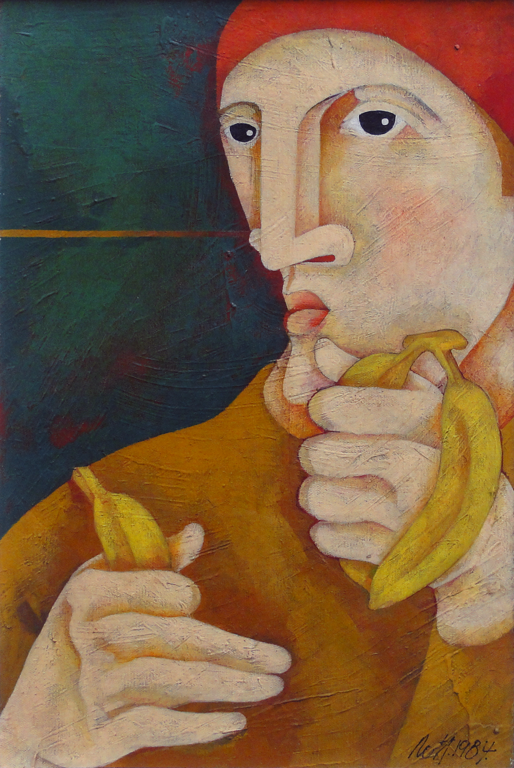 8881 - João Luiz Roth, ''Mais Bananas'', acrílica sobre tela, 41 x 27 cm, ass. dt. 1984