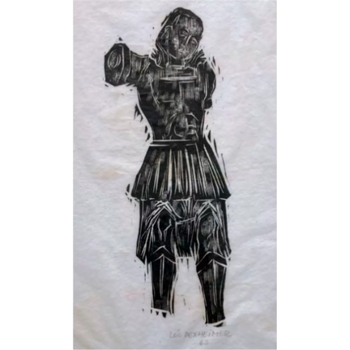 9271 - Léo Dexheimer, xilogravura, sem edição, 20 x 8 cm, ass. dt. 62